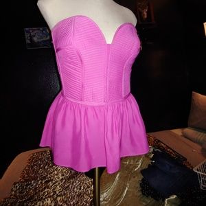 Parker Penelope Silk Bustier hot pink top